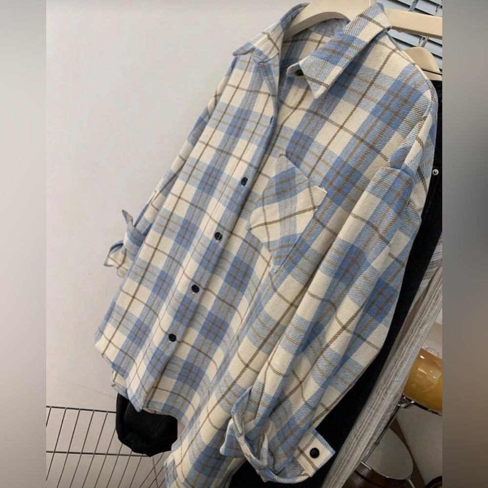 Women's Spring Plaid Patchwork Front Button Pocke… - image 2